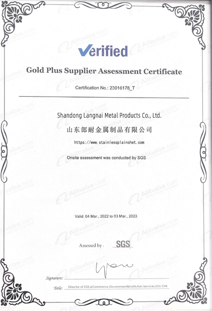 China Shandong Langnai Metal Product Co.,Ltd certification